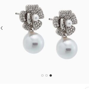 Adina Eden Pave Dangling Pearl Earrings